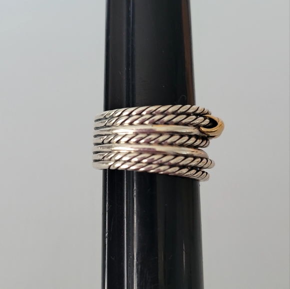 David Yurman Two-Tone Double X Crossover Ring, Price is firm. - Picture 5 of 10